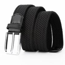 Cinto elástico trançado masculino Tecido respirável fivela metálica quadrada Cinto elástico trançado masculino Tecido respirável fivela metálica quadrada