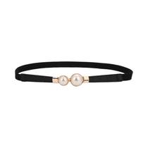 Cinto Elegante Retro Com Pérolas E Fivela Dupla Para Vestidos