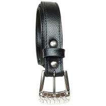 Cinto em Couro na cor preto e fivela prata Razaa