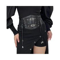 Cinto Espartilho de Renda Plus Size - Faixa Elástica Larga - Estilo Goth/Punk