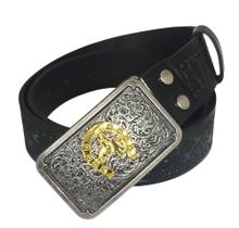 Cinto Estilo Cowboy com Fivela Cavalo e Sua Ferradura em Relevo