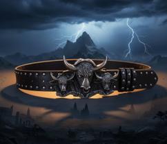 Cinto Estilo Rock Country Cowboy com Fivela Três Touros