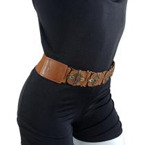 Cinto Faixa Elastico Feminino Caramelo Decorativo Com Strass