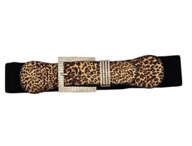 Cinto faixa elástico largo onça com strass vestido 3659fq
