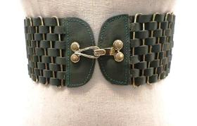 Cinto faixa feminino de elástico com couro metal trançado CLC75