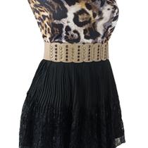 Cinto Faixa Vintage Feminino Decorativo C/ Elástico Cor Bege