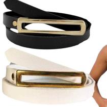 Cinto Femenino Para Vestido Shorts Calça Alfaiataria Fivela Alongada Dourado