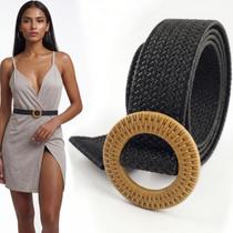 Cinto Feminino Ajustável Elástico Flexível Fivela Revestida Design Elegante Look Moderno Estilo Casual Social Vestidos Saias Calças 100cm