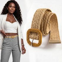 Cinto Feminino Ajustável Elástico Flexível Fivela Revestida Design Elegante Look Moderno Estilo Casual Social Vestidos Saias Calças 100cm