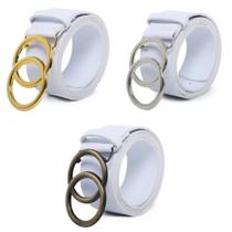 Cinto Feminino Branco Argola Dupla Blogueira Tendência 2024