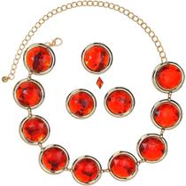 Cinto Feminino com Corrente e Pedras Vermelhas - Kit com 5 Peças Cinto Feminino com Corrente e Pedras Vermelhas - Kit com 5 Peças