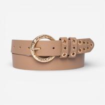 Cinto Feminino Com Ilhós Gold Bege