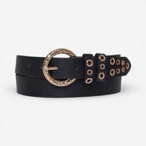 Cinto Feminino Com Ilhós Gold Preto