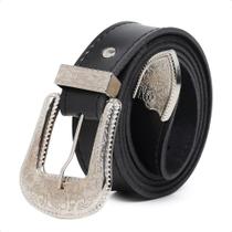 Cinto Feminino Contry Fivela Com Ponteira Prata Pluz size