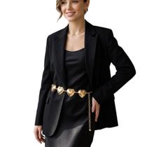 Cinto Feminino Corrente Ajustável Coração Mix de Banhos Prata e Dourado