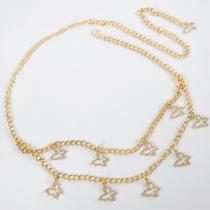 Cinto Feminino Corrente Borboleta Boho Elegante Moda Delicado Brilhante