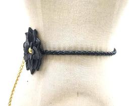 Cinto feminino corrente com couro trançado vestido NE12