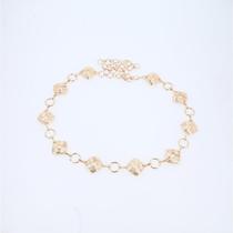 Cinto Feminino Corrente Metal Dourado Detalhes Geométricos