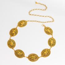 Cinto Feminino Country Corrente De Metal Medalha Oval Cavalo Cinto Feminino Country Corrente De Metal Medalha Oval Cavalo
