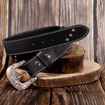 Cinto Feminino Country Em Couro Detalhes Cravos e Fivela Western