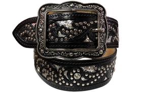 Cinto Feminino Country Preto Com Glitter e Strass - Paul Western Ref:001796 Cinto Feminino Country Preto Com Glitter e Strass - Paul Western Ref:001796