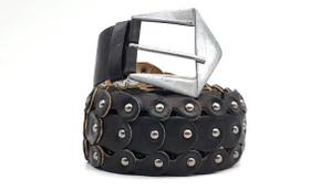 Cinto feminino couro anatômico largo cravo rebite CLC05