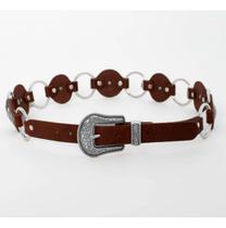 Cinto Feminino Couro Boho Country Western Metal Argolas 4060
