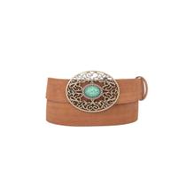 Cinto Feminino Couro Camurça Fivela Boho