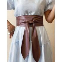 Cinto Feminino Couro Faixa Larga de Amarrar Laço Obi Portega Cinto Feminino Couro Faixa Larga de Amarrar Laço Obi Portega