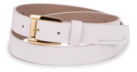 Cinto Feminino Couro Legítimo Branco 2,5cm C/ Fivela Dourada