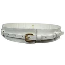 Cinto Feminino Couro Legítimo Branco Look Estiloso Elegante Vestido