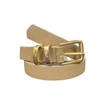 Cinto Feminino Couro Legítimo Fivela Dourada
