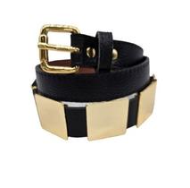 Cinto feminino couro placa de metal dourada social qualidade ED4956