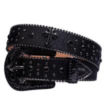 Cinto Feminino de Couro com Strass e Incrustação de Diamante - Moda