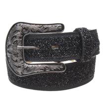 Cinto Feminino de Couro com Strass Preto Cow Way 32920