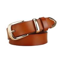 Cinto Feminino De Couro Genuíno Casual De Alta Qualidade Para Jeans Em Cor Lisa