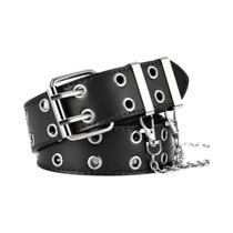 Cinto Feminino de Couro Genuíno com Fivela de Pino - Estilo Retro Punk