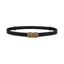 Cinto Feminino de Couro Genuíno Preto - Design de Alta Qualidade para Vestidos