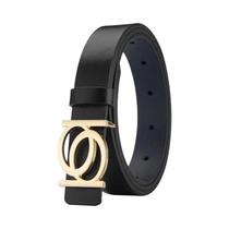 Cinto Feminino De Couro PU Com Fivela Dourada E Botão Duplo Redondo Para Jeans