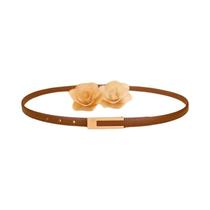 Cinto Feminino De Couro PU Fino Estilo Coreano Com Acessórios De Metal Ajustáveis Casual Básico