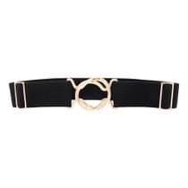 Cinto Feminino De Elástico Preto Marrom Com Fivela Dourada Cinto Feminino De Elástico Preto Marrom Com Fivela Dourada