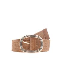 Cinto Feminino de Ráfia com Fivela Oval Metalizada