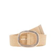 Cinto Feminino de Ráfia com Fivela Oval Metalizada