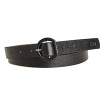 Cinto feminino dm preto fivela redonda -