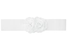 Cinto feminino Elerevyo, grande, de flor dupla, elástico, branco