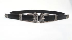 Cinto Feminino Em Couro Duas Fivelas Ônix Cinto Feminino Em Couro Duas Fivelas Ônix