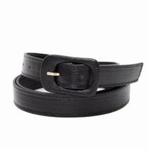 Cinto Feminino Em Couro Fivela Retangular Encapada Luxo