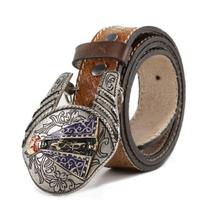 Cinto Feminino Estilo Country Fivela Grande Estampa de Nossa Senhora Cinto Feminino Estilo Country Fivela Grande Estampa de Nossa Senhora