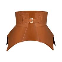 Cinto Feminino Estilo Punk Preto Marrom Irregular Couro Pu Longo Largo Moda Outono Inverno Cintura