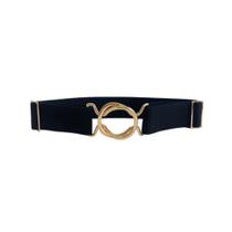 Cinto Feminino Fashion Elástico Largo Preto Luxo Renata